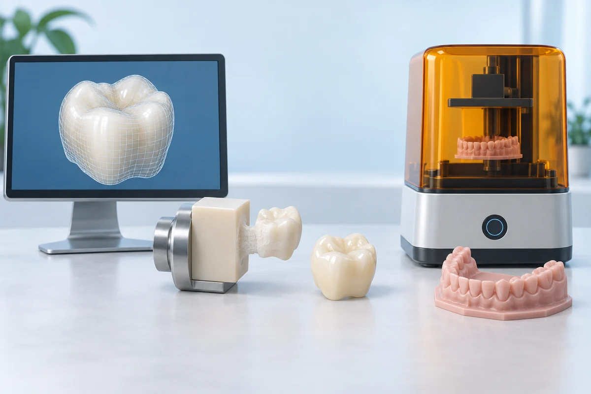 Conceptual digital design, milling and separate 3D-printing equipment